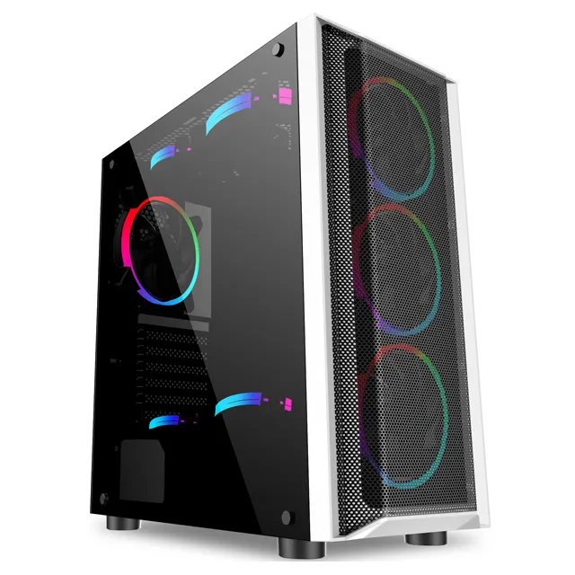 Sate-malha E-ATX atx desktop caso do computador de jogos com 8 rgb ventilador nice pc desktop torre caso