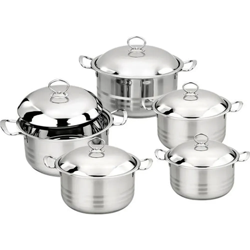 5pcs उच्च गुणवत्ता और भारी शुल्क cookware के लिए स्टेनलेस स्टील के ढक्कन के साथ