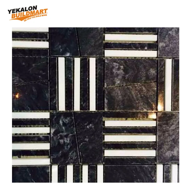 Piastrelle per pavimenti in mosaico nero con buccia e bastone in alluminio piastrelle a mosaico per interni ed esterni