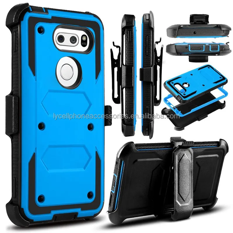 Casing Pelindung Kasar Tahan Guncangan, Casing Pembawa Perlindungan Kasar Armor Seluruh Bodi Dua Lapis, Pelindung Tahan Guncangan Tugas Berat untuk LG V30 / V30 PLUS