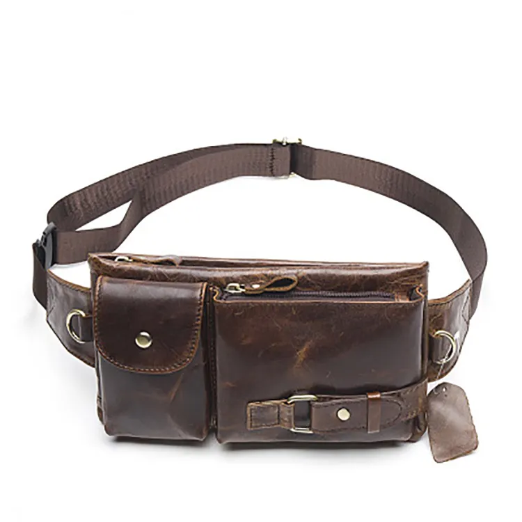 Grensoverschrijdende Voor Mannen Heuptas Crazy Horse Lederen Tool Bag Fanny Pack Vintage Lederen Telefoon Tas