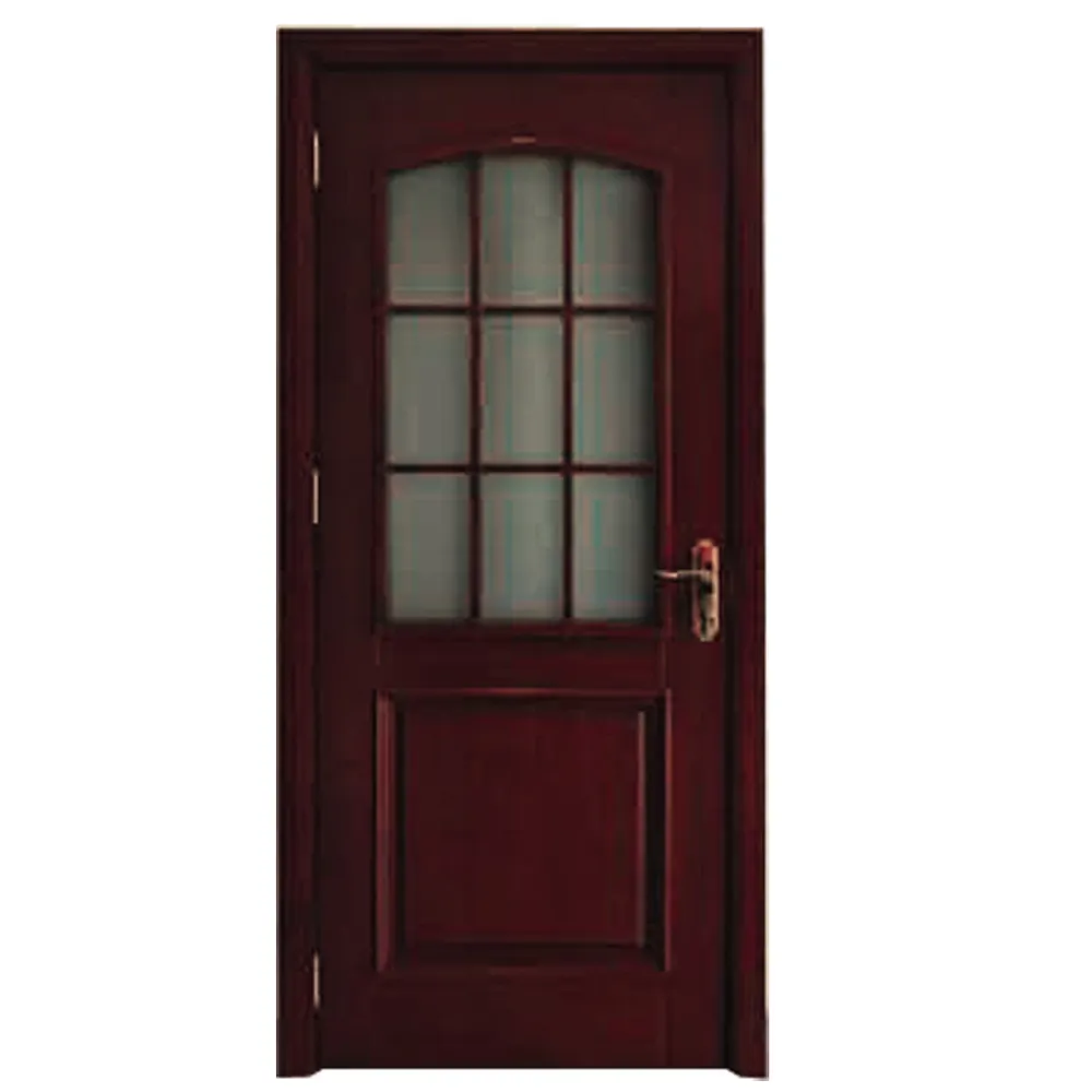 Diseños de puerta doble de madera para modelos de puerta de ventana de madera con vidrio templado esmerilado