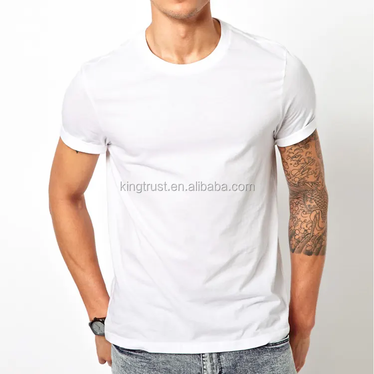 Stile jersey tinta unita di base del commercio all'ingrosso di cotone egiziano t-shirt in bianco