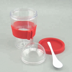 Plastik çift duvar kahvaltı Go bardak, almak ve gitmek yoğurt kabı Topping tahıl veya yulaf ezmesi konteyner kaşıklı fincan - Product Image 2