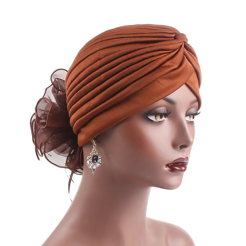 Neue Mode Hochzeits geschenk kappe Solid Knot Head Wear Wunderschöne Blume Frauen Turban