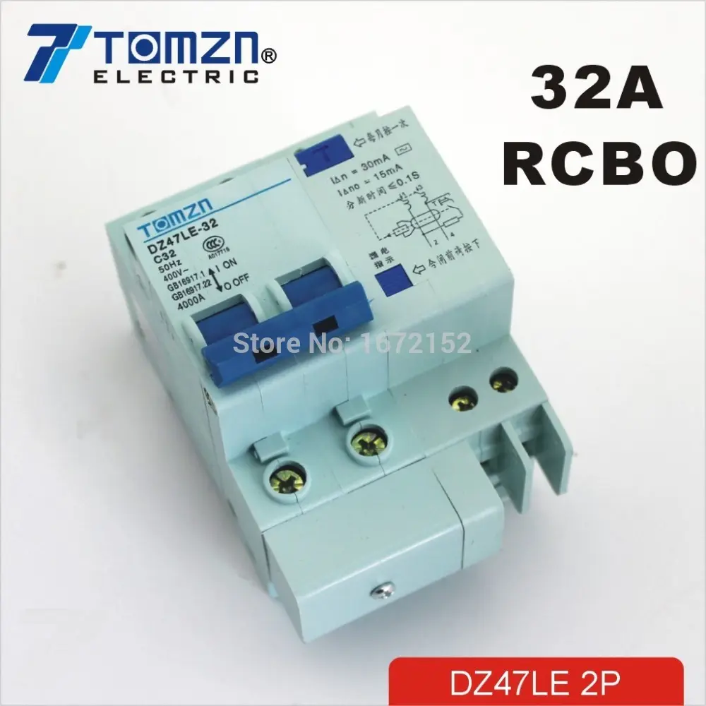 DZ47LE 2P 32A 230V ~ 50HZ/60HZ corriente Residual disyuntor con más actual y protección de fuga disyuntores RCBO