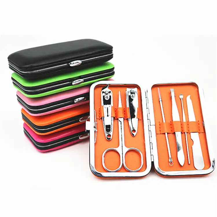 WELLFLYER MS-007 foot calo removedor manicure conjuntos atacado unha clipper conjunto com pu couro saco promoção manicure kit