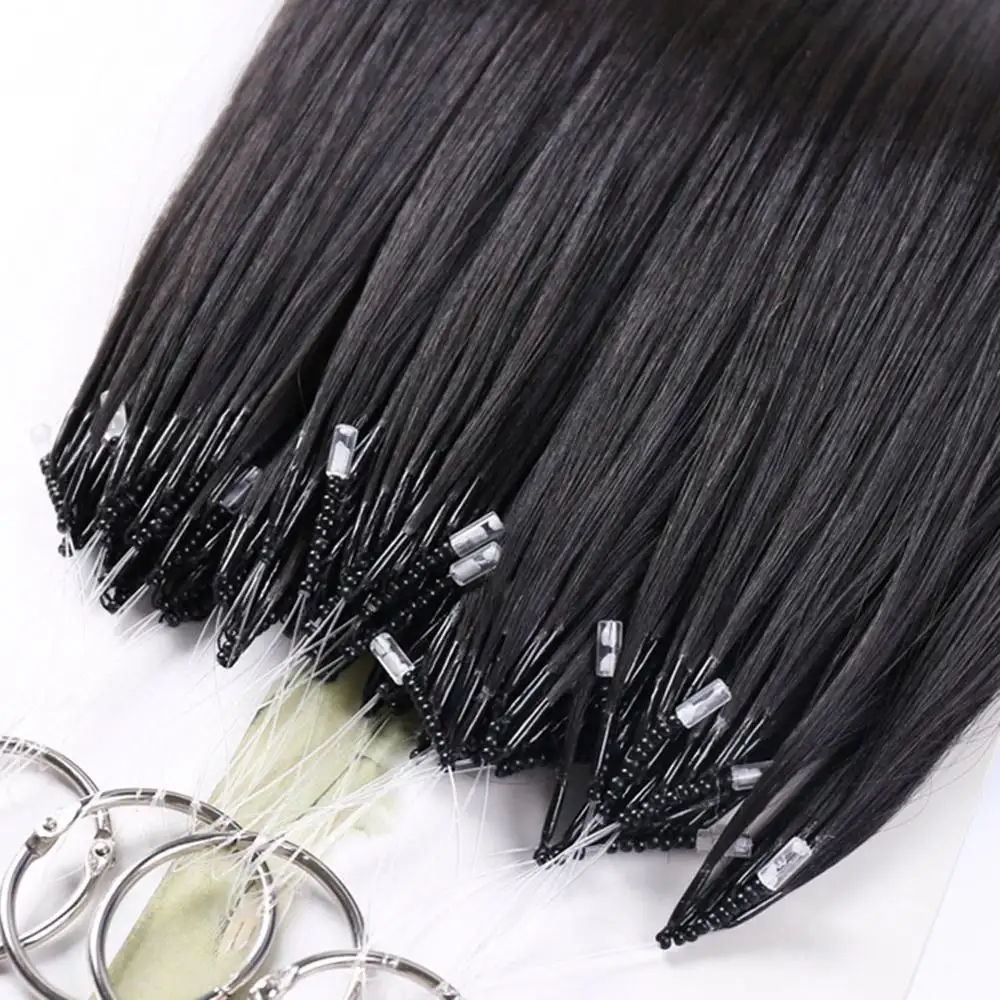 สินค้าใหม่14-32 "หนา1กรัม/วินาที Ombre Remy ธรรมชาติอินเดีย Human Hair Extensions Nano แหวน Loop 6D 8D ผม