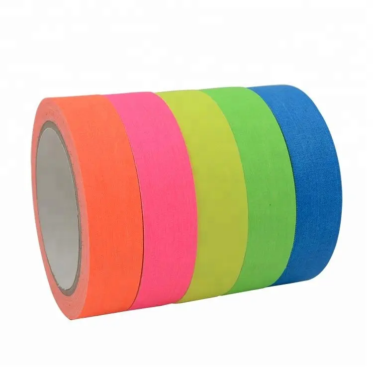 Muestra gratis de colores de alta visibilidad decorativa Arco Iris neón fluorescente vinilo no reactivo gaffer etapa fluo Spike tape 1 pulgada