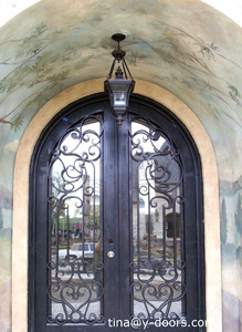 Elegant Modern Metal Front Door Wrought Iron Pivot <strong>Entry</strong> Doors - Product Image 2