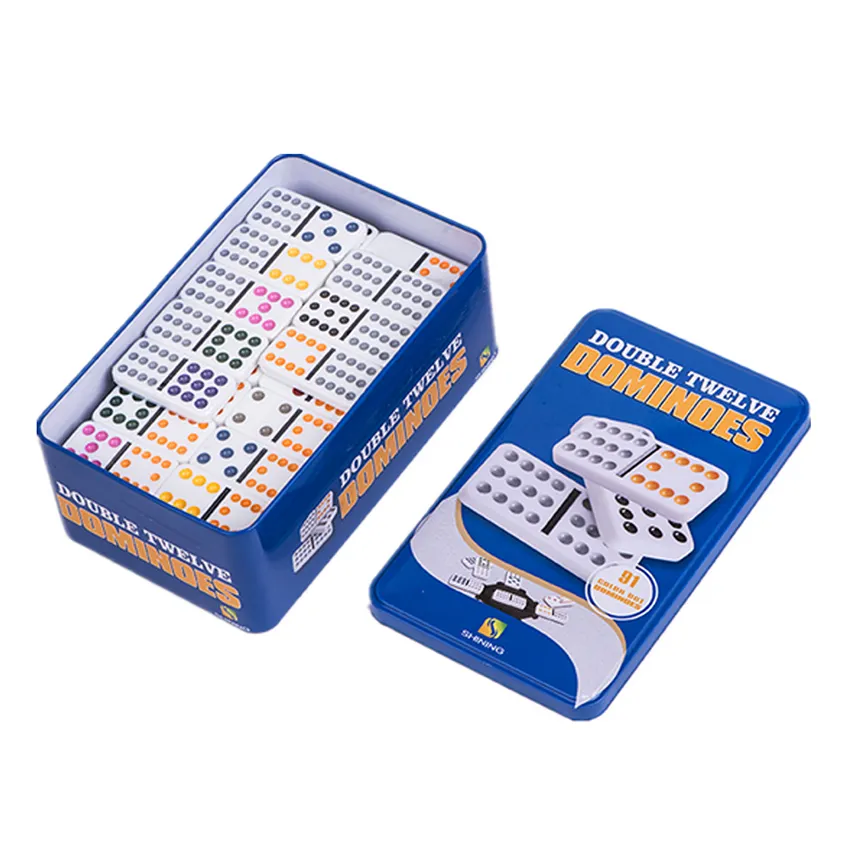 YUANHE Domino Dot 12 Warna Dobel, dengan Kotak Timah Warna Kustom