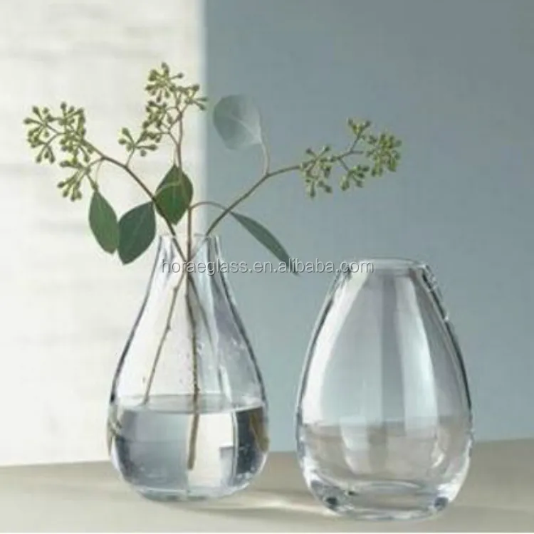 Beautiful amber round clear glass vase,round glass bulk vase by hand blown