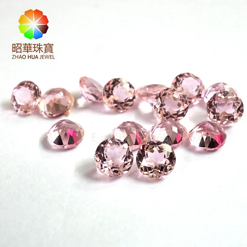 Morganite pink nano sital synthetic Round Cut gemstone