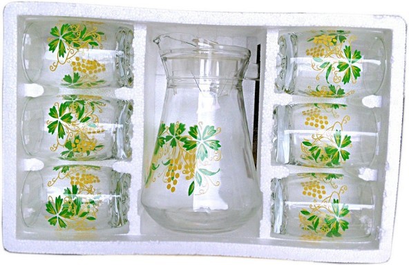 5PCS glass jug set/ water &juice jug set/glass pitcher with cup set glass water set