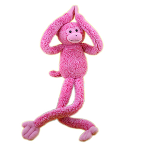 自定义填充粉红色猴子玩具毛绒长臂和长腿动物 - Product Image 1