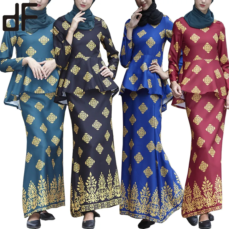 Robe longue style ethnique pour femmes, vêtement musulman à la mode, en crêpe, imprimé, baju kurung, moderne, offre spéciale,