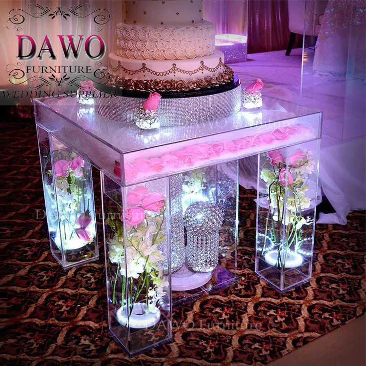 Düğün kristal dekorasyon dikdörtgen kek ziyafet masaları