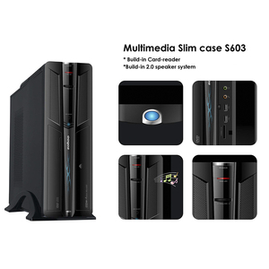 Puerto frontal de audio y USB Mini-ITX, caja de computadora de escritorio SFF con ventilador, material de PC, sistema de altavoces incorporado, tipo de torre media ATX - Product Image 3