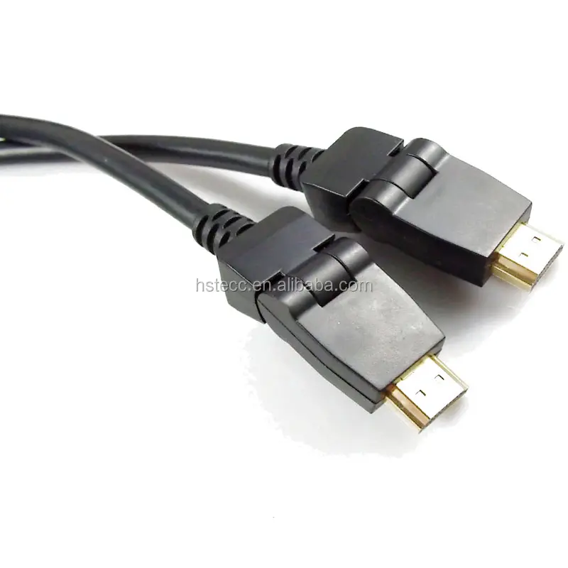 Kecepatan Tinggi HDMI Kabel Konektor Putar 4K HDMI Ke HDMI 180 Derajat Berputar Berputar Kabel Hitam