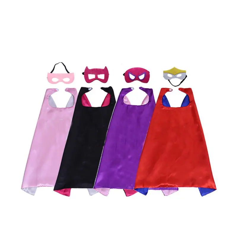 Anak-anak Halloween Natal Superhero Cape dan Masker Kostum untuk Anak-anak Set