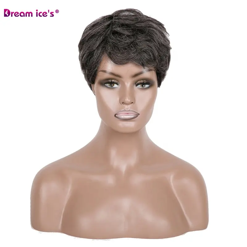 Dream.Ice's дешевые индийские 100% человеческие волосы парики вьющиеся 1b/серые