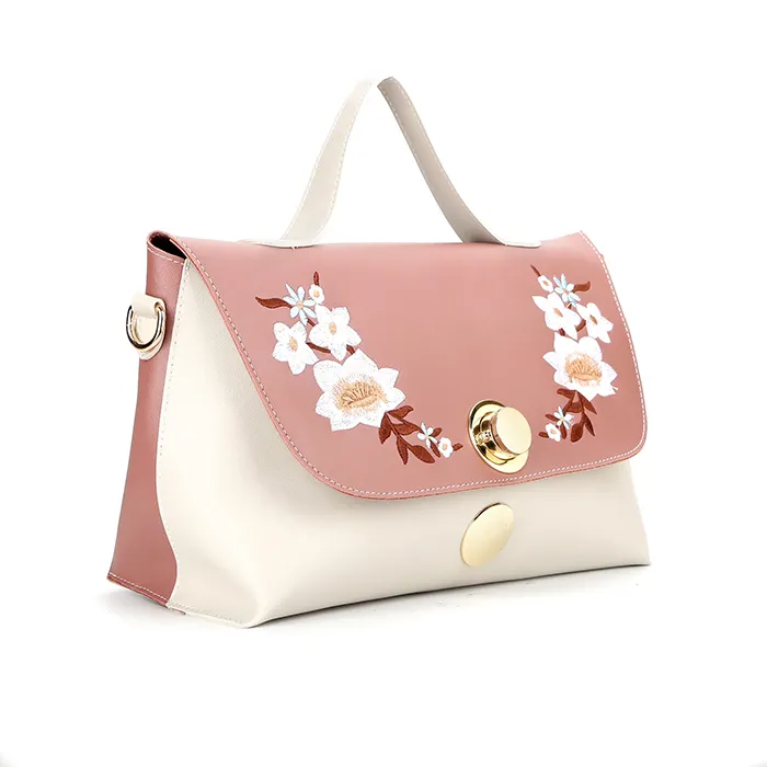 8582 último bonito bordado floral bolsos de las mujeres Guangzhou fábrica de bolsos