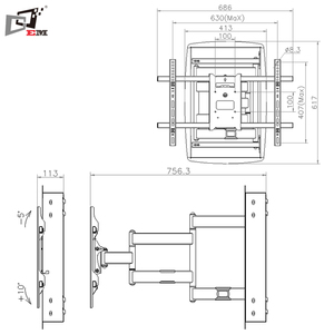 Chinese Factory Extendable Retractable <strong>75</strong> <strong>TV</strong> Wall <strong>Mount</strong> for 600x400 VESA - Product Image 3