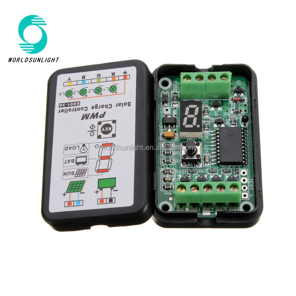 SX01-3A 3A 6V 12V PWM Intelligent Solar Panel Light Controller Battery Charge Controller for Warning aviation obstruction light