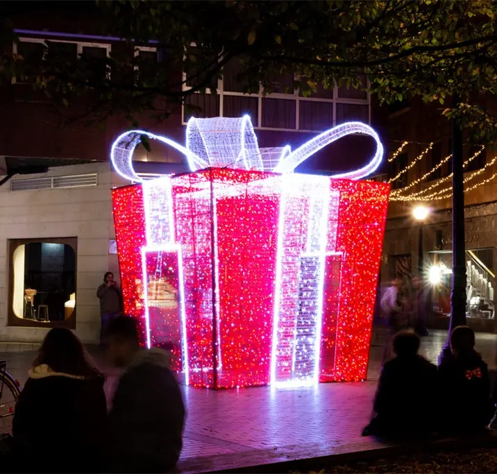 Уличная Рождественская Подарочная коробка, светодиодное украшение