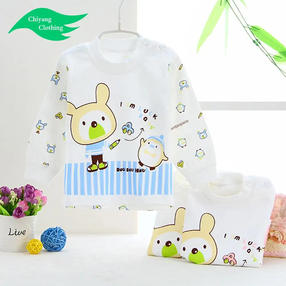 Fabricante de roupas para bebês atacado preço dos desenhos animados 100% algodão blusa do bebê feito por chiyang fábrica