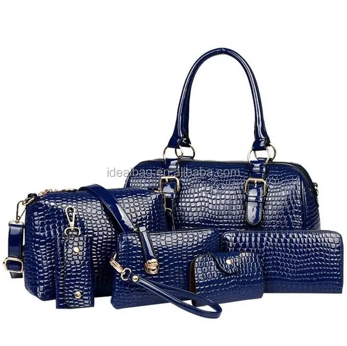 Lot de sacs à main en cuir PU pour femmes, 6 pièces, sacoches élégantes, fourre-tout à motif crocodile, nouvelle collection de styliste chinois, 2021