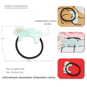 猫形儿童弹性发带批发彩色亚克力发带廉价女童发带 - Product Image 2