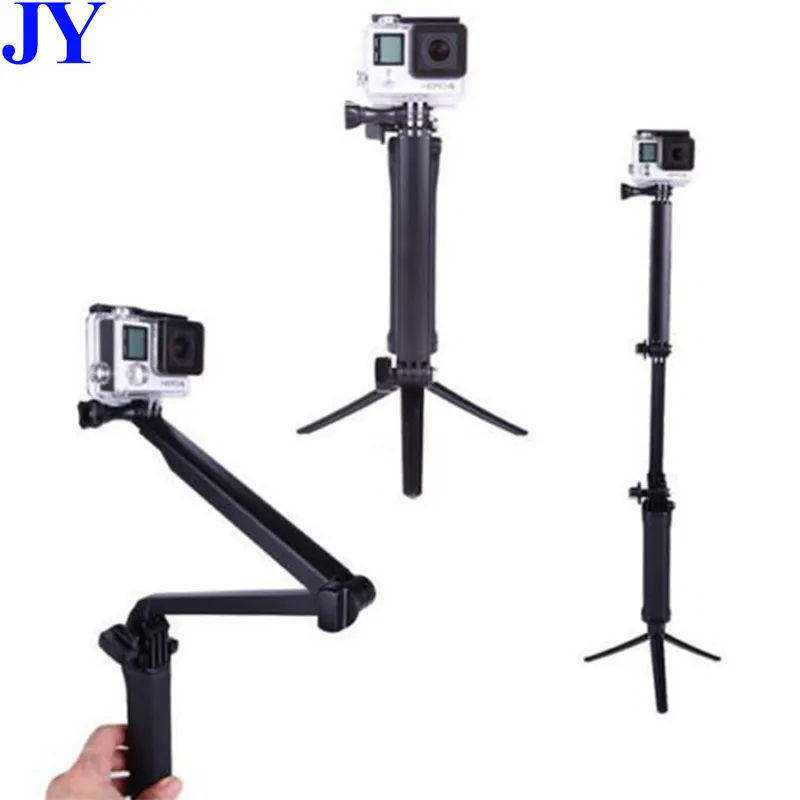 Di vendita caldo 3-way treppiede macchina fotografica di azione di selfie bastone monopiede per go pro
