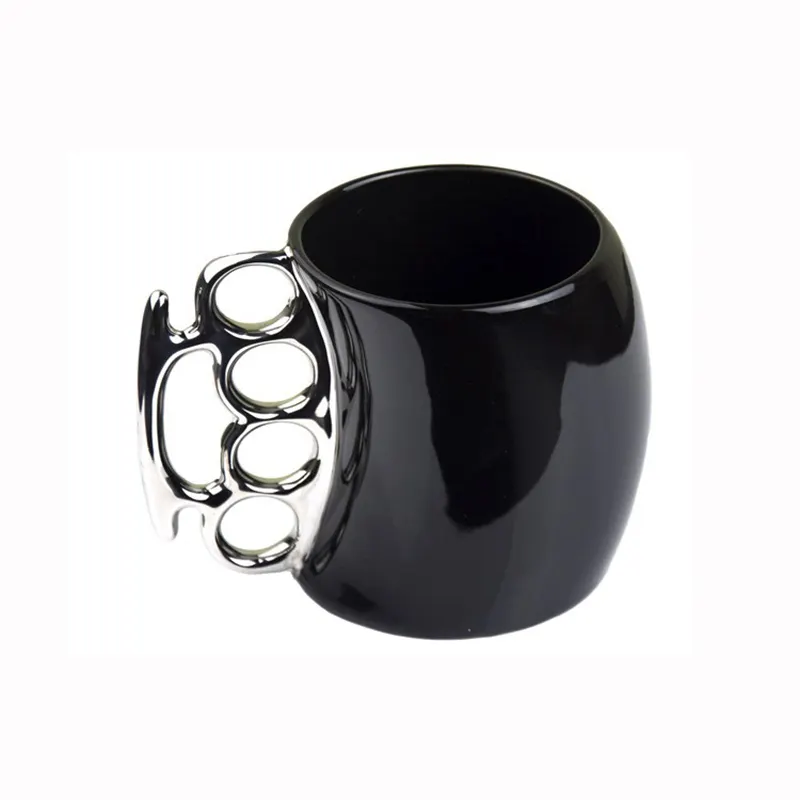 Neuheit Geschenke Feines Porzellan Weiß und Schwarz Knuckle Duster Mug