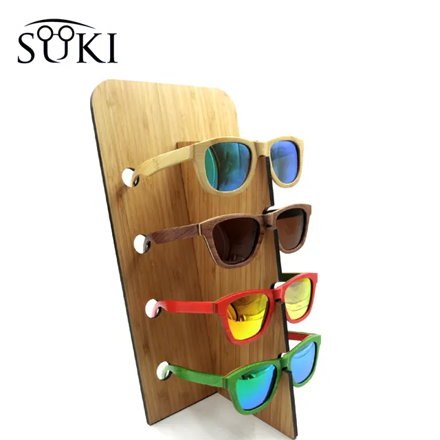 प्राकृतिक लकड़ी के बांस धूप का चश्मा प्रदर्शन कस्टम लोगो चश्मा प्रदर्शन रैक Eyewear भंडारण