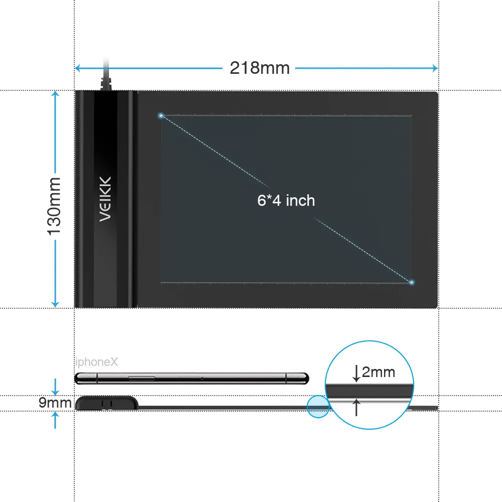 VEIKK nuevo artista gráfico Digital Tablet bloc de dibujo de la pluma de la tableta