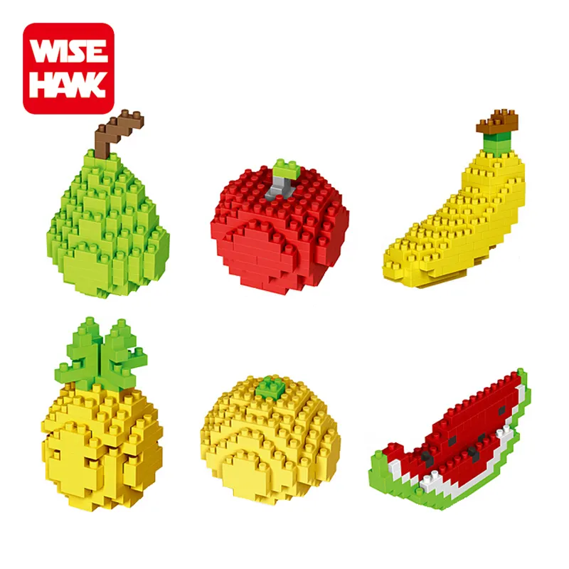 Wisehawk-Juego de microbloques de frutas, juego de mega bloques inteligentes autoensamblados