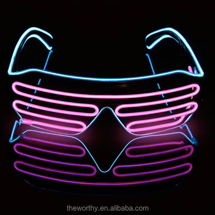 Lunettes de soleil créative à LED, avec double fil, couleur néon, lunettes illuminées, Costume de Rave, fête DJ, fête d'anniversaire