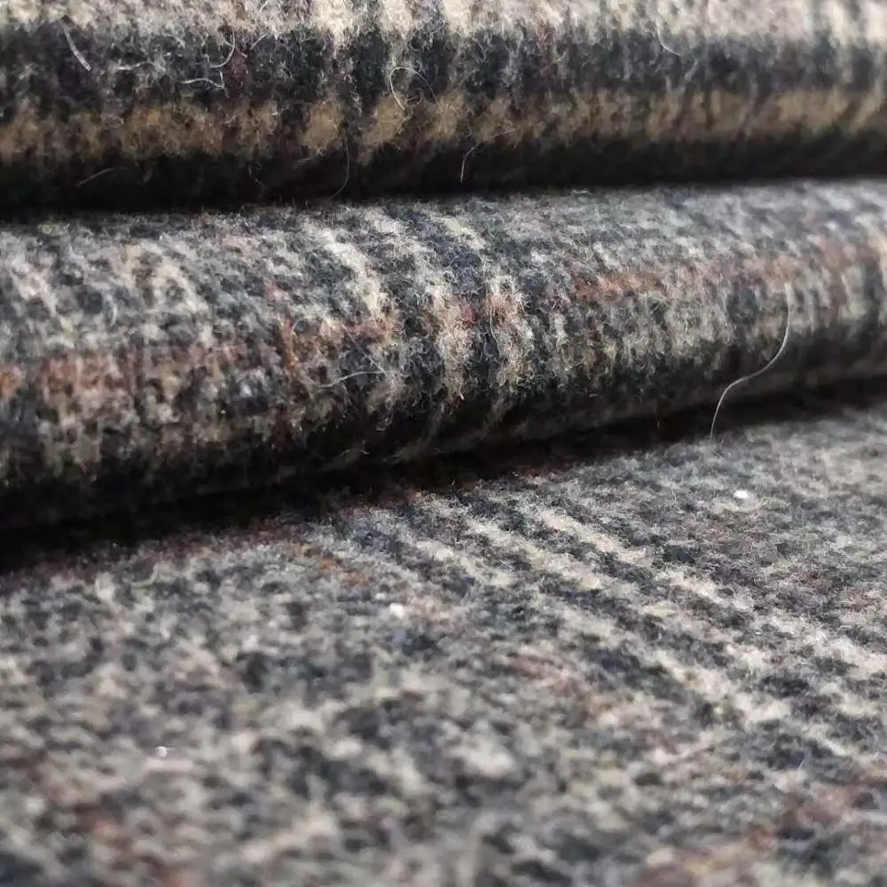 Stile di Design caldo prezzo di fabbrica di alta qualità confortevole morbido Jacquard Plaid Check tessuto misto lana Tweed