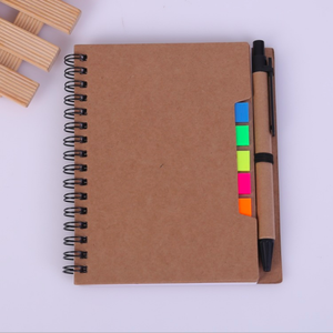 Cuaderno A5 A6 de papel Kraft en espiral con bolígrafo, notas adhesivas, marcador, banderas de pestañas de colores, tapa dura, Logo personalizado, cuaderno de notas de bolsillo - Product Image 1