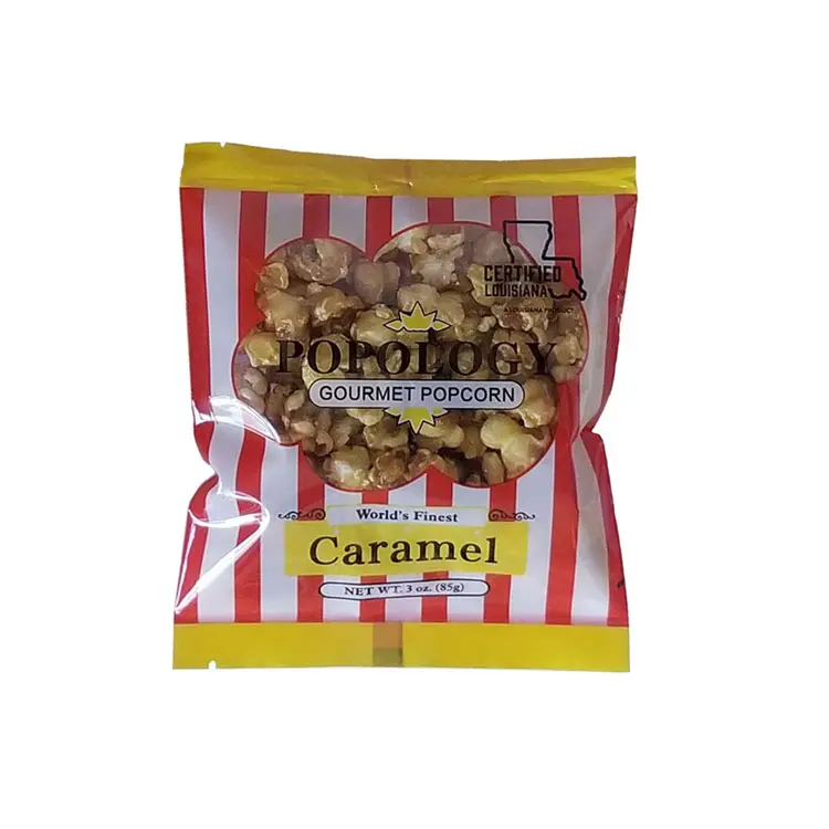Custom order plastic clear popcorn packaging compound opp bopp plastic food packaging compostable snack bag