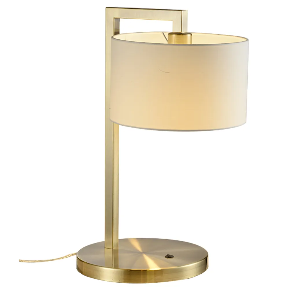 Lampe de chevet de bureau UL avec interrupteur de base pour lampes, éclairage de projet d'hôtel, chevet de lit, lampe de table moderne en laiton de luxe