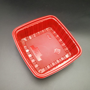 650毫升一次性微波红色塑料食品容器1室矩形午餐包装环保聚丙烯材料中式