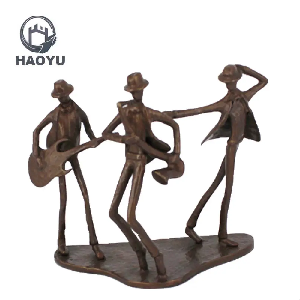 Buatan Tangan Kerajinan Logam Besi Cor Antik Musik Figurines untuk Rumah Dekorasi Patung Perunggu