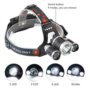 ไฟหน้า LED 3000 LM แบบ T6ชาร์จไฟได้18650ใหม่กันน้ำแบบ USB + 2R2 LED - Product Image 4