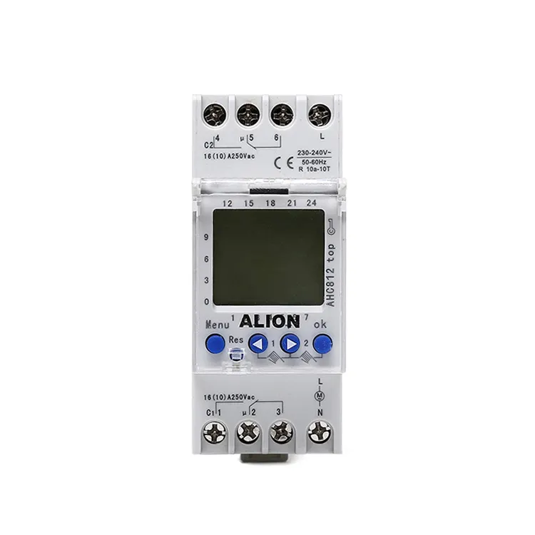 ALION AHC812 Interrupteur horaire programmable hebdomadaire 220v, minuterie numérique sur rail din 2 canaux