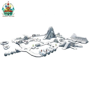 Strutture di divertimento gonfiabili galleggianti del parco acquatico dell'isola sigillate grigiastro e bianco sigillate Airclosed
