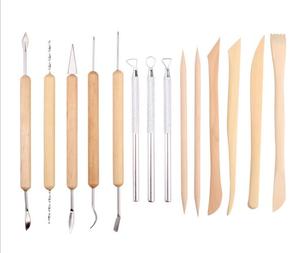 14pcs פסל אמנות קרמיקה סט כלי חרס עץ כלי ציור חימר מתכת כלי ציור כלי נירוסטה להבי נירוסטה