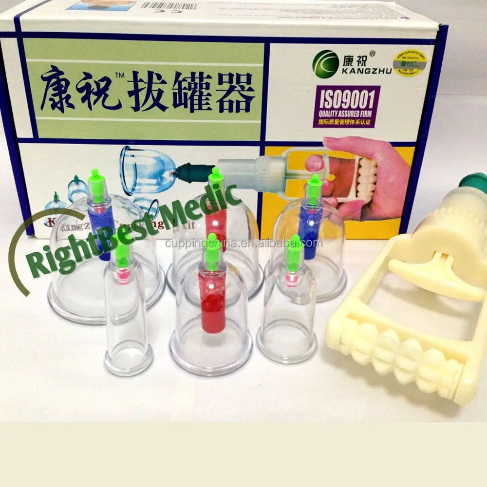 KLAAR OM KangZhu Handpomp Vacuum Cupping Kit 6 Cups Body Massage Therapie Vacuüm Cupping Apparaat