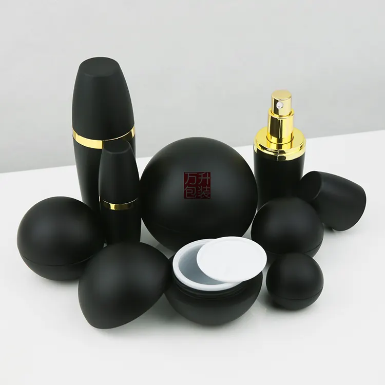 Lujo negro/blanco en forma de bola/esfera cosmético tarro de crema de plástico de color personalizado que 5/15/30/50/80/100g